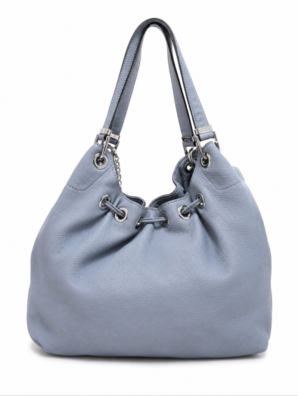 Michael Kors Steel Gray Large Camden Drawstring Leather Shoulder Hobo EXCELLENT - Picture 4 of 14